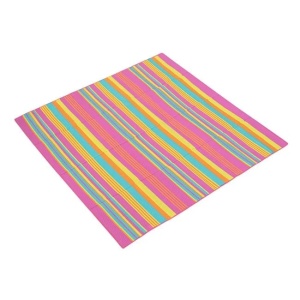 Rogojina Dubla pentru Plaja, cu Dungi, 180x180cm, Roz-Galben - Img 1