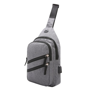 Rucsac pentru barbati cu USB si port casti, Culoare Gri