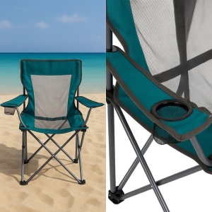 Scaun Camping Pliabil, cu Husa, 52x56x75cm, Turcoaz-Negru - Img 3