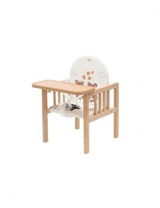 Scaun de masa pentru copii, din lemn natural, 2 in 1, New Baby - Img 3