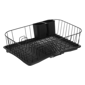 Scurgator pentru vase, din metal, cu tava, negru - Img 2