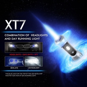 Set 2 becuri auto XT7 LED H4 Canbus, 60W, cu lumina de zi - albastra - Img 5