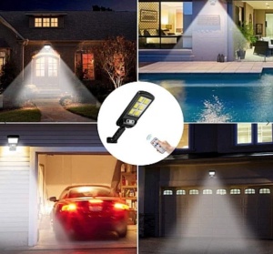 Set 2 Lampi Stradale Solare 150 LED COB cu 6 CASSETE cu Panou Solar Senzor de Miscare Lumina si Telecomanda Inclusa - Img 5