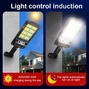 Set 2 x lampi solare stradale cu 8 cadre, 30W 160 LED-uri, Senzor de lumina si miscare, Telecomanda - Img 3