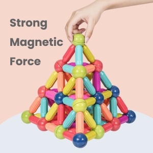 Set cu 46 de piese magnetice de constructie, pentru copii 3 ani+, plastic, usoare si rezistente, multicolor - Img 3