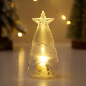 Set cu 6 Lumanari LED Decorative in forma de Bradut de Craciun, Lungime 9cm, Lumina Alba/Galbena - Img 1