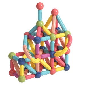 Set cu 66 de piese magnetice de constructie, pentru copii 3 ani+, plastic, usoare si rezistente, multicolor - Img 6