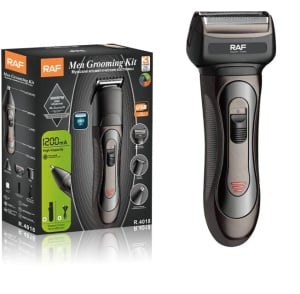 Set cu aparat de tuns, ras si pentru nas, RAF R4018, 3W, reincarcabil, 1200mAh, utilizare 60 min, negru - Img 1