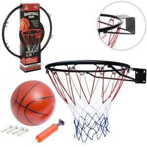 Set cu cos de baschet, minge si pompa, pentru copii 3 ani+, diametru 32cm, negru-portocaliu - Img 6