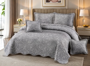 Set Cuvertura Finet pentru Pat Dublu, 230x250 cm, 4 Fete de Perna, Material Moale si Respirabil