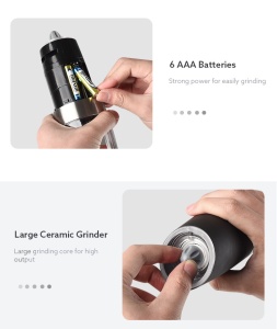 Set de 2 rasnite electrice pentru condimente cu suport din metal, Capacitate 50 ml - Img 7