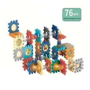 Set de Constructie 76 Piese cu Tuburi si Bile pentru Copii 3+ ani, Blocuri de Asamblat DIY, Multicolor - Img 2