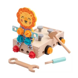 Set de joaca bricolaj, pentru copii 3 ani+, din lemn, cu 44 piese, 25x15cm, multicolor - Img 2