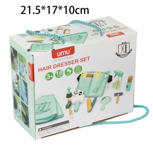 Set de joaca, frizer, din lemn, pentru copii 3 ani+, cu 16 accesorii, 21.5x17.10 cm, maro-albastru - Img 3