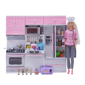Set de joaca pentru copii Betty's Kitchen cu bucatarie si papusa bucatar, Accesorii incluse, Varsta 3+ ani