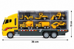 Set de Joaca Tir Transportator cu 6 Utilaje de Constructii, Camioane si Masinute de Santier - Img 2