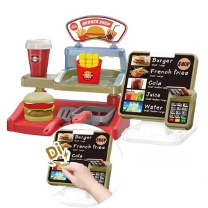 Set de jucarie, Burger Shop, cu casa de marcat, card, multe accesorii, sunete, 52 x 14 x 23 cm, multicolor - Img 2