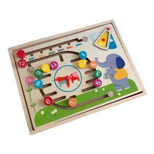 Set Educativ Montessori din Lemn, cu Puzzle, Labirint cu Margele si Asociere Alfabetica si Numerica, multicolor - Img 3