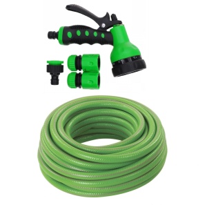 Set Furtun de Gradina 1/2", 15 m, cu Pistol și 3 Accesorii, Kit de Instalare și 8 Functii, Verde/Negru - Img 1