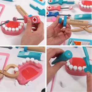 Set joaca doctor cu 23 de accesorii din lemn pentru copii +3 ani - Img 2