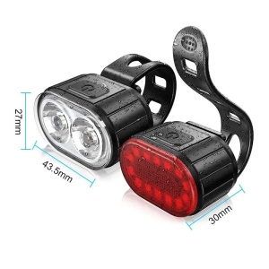 Set Lumini Bicicleta, Far si Stop LED, Reincarcabile USB, Rezistente la apa, Negru - Img 11