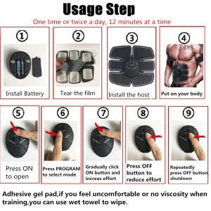 Set stimulator smart fitness, electrostimulare musculara pentru tonifiere, 8 piese, negru - Img 7