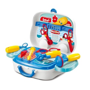 Set trusa medicala de jucarie, pentru copii 3 ani+, cu 15 accesorii, 22 x 10 x 24 cm, alb-albastru - Img 8