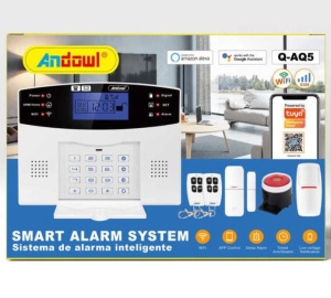 Sistem de alarma inteligent AQ5, cu ecran LCD, wireless, cu 2 senzori si 2 telecomenzi, alb - Img 6