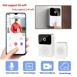 Sonerie inteligenta fara fir, distanta 30m, Wi-Fi 2.4G, cu camera, schimbare de voce, stocare imagini in cloud, alb - Img 2