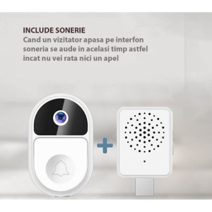Sonerie video inteligentă wireless, WiFi 2.4GHz, Audio bidirecțional, Vedere nocturnă, Aplicație mobilă - Img 3