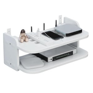 Suport de perete pentru router si alte obiecte, 20x30x14cm, alb - Img 1