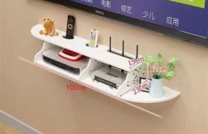 Suport elegant pentru router si alte dispozitive sau obiecte de decor, 100x23cm, alb - Img 6