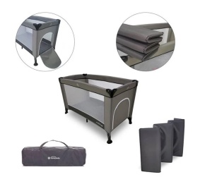 Tarc Patut cu Fereastra pentru Copii, 0+ani, material lavabil, 120x65x78cm, gri - Img 2