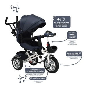 Tricicleta 4in1 cu lumina, muzica si sezut reversibil, varsta 1-6 ani, greutate maxima 50 kg, 85x40x100cm, negru - Img 3