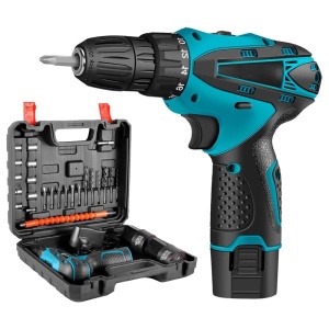 Trusa cu surubelnita electrica fara fir, 2 acumulatori 12V, 24 de accesorii incluse - Img 2