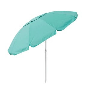 Umbrela Plaja Anti Vant, Protectie solara UPF 50+, Cadru Metalic 4 Inele, Ø2.25m, Turcoaz-Argintiu - Img 5