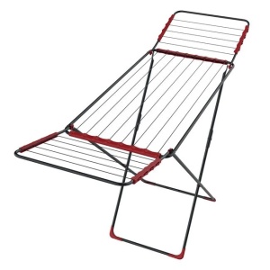 Uscator pentru rufe, din metal, dimensiuni 214x54x92cm, negru-rosu - Img 1