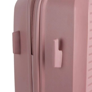 Valiza - Troler, Model cu dungi reliefate, Capacitate 58L, Roz - Img 4