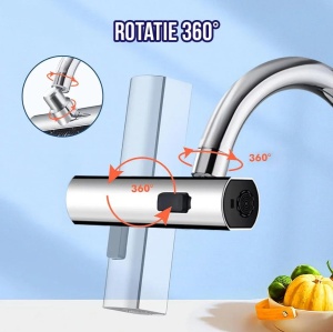 Adaptor prelungitor universal pentru baterii de bucătărie sau baie, cu braț rotativ la 360° și funcție de economisire a apei - Img 9