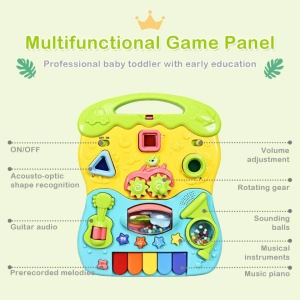 Antemergator cu activitati 2 in 1, pentru copii 1 an+, cu sunete si lumini, 37x40x42 cm, albastru-verde/roz-verde - Img 3