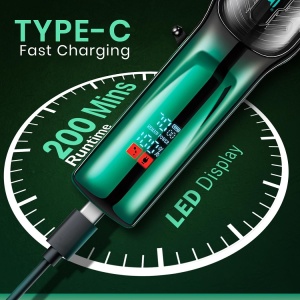 Aparat de Tuns Profesional VGR V-654, 7000 RPM, Acumulator 2000mAh, LED Display, USB Type-C, 6 Distantiere - Img 4
