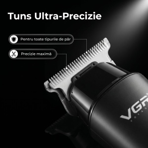 Aparat de tuns profesional VGR V-937, Autonomie 500 minute, Afisaj LED Digital, Lamă din Otel Inoxidabil, Negru - Img 5