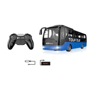 Autobuz de jucarie, cu telecomanda 4 canale, pentru copii 3 ani+, cu lumini si sunete, plastic, 40 cm lungime, galben/albastru - Img 5