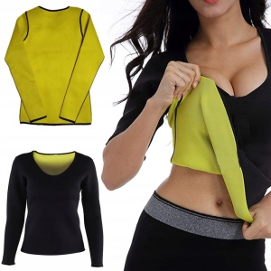 Bluza cu maneca lunga pentru slabit, pentru femei, din neopren Negru-Galben - Img 9