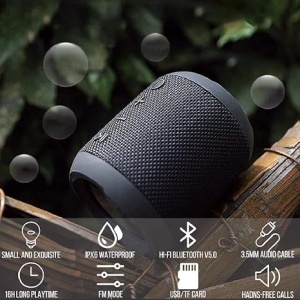 Boxa portabila 360°, Bluetooth, Wireless Radio FM, Slot card MicroSD, IPX6, Acumulator 1200mAh, Negru - Img 2
