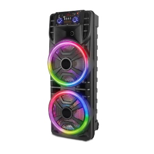 Boxa Portabila cu 2 Difuzoare x 12", Bluetooth, 80W, Super Bass, Microfon, Telecomanda, 6000 mAh, RGB, Negru - Img 10