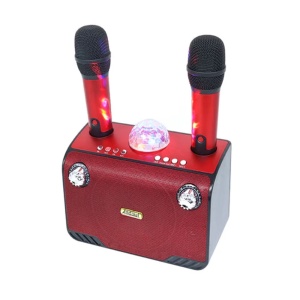 Boxa portabila cu 2 microfoane XY899, lumini LED, 45W, bluetooth, rosu - Img 5