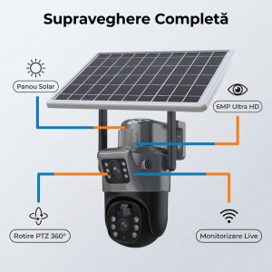 Camera de supraveghere Solara V380 PRO, Conectivitate Wifi, 2 Lentile, PTZ Rotativ, 9MP Ultra HD - Img 7