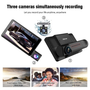 Camera tripla auto DVR, Full HD 1080p, display 4 inchi, unghi de 170° - Img 11