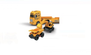 Camion cu 2 Utilaje de Construcții, Lumini și Sunete, Jucărie Copii - Img 1